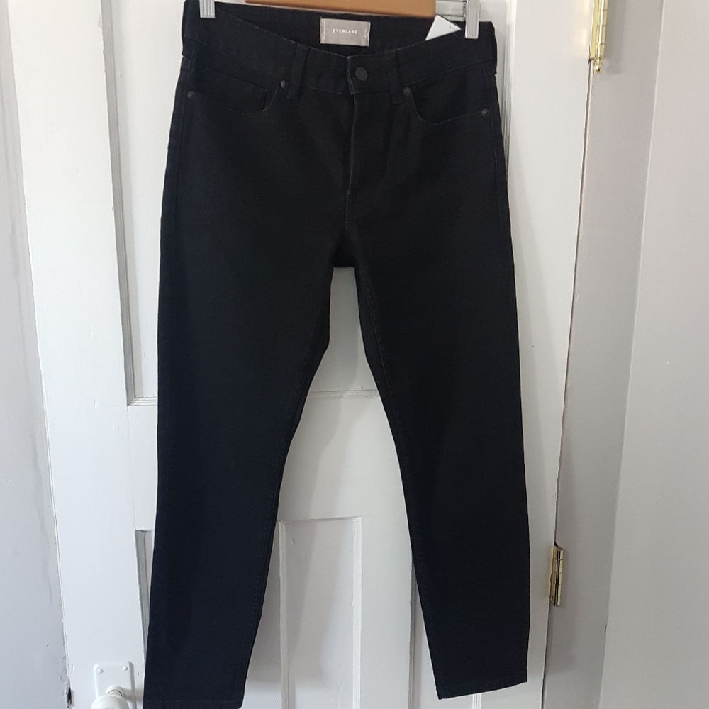 Everlane Midrise Straight Tapered Ankle Denim Jean Pant Black Sz 25